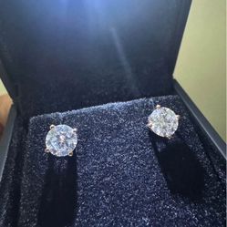 3ct lab grown diamond stud earrings vvs1 E 10k gold plated