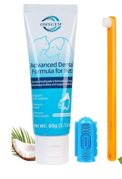 Professional Pet Toothpaste for Cats & Dogs - Toothpaste & Tooth Brushing Kit -