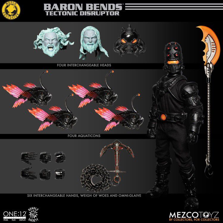 Mezco One:12 Baron Bends Black Tectonic Disruptor Edition