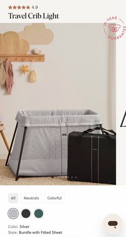Baby Bjorn Lightweight Travel Crib with Fitted Sheet Bundle Pack
