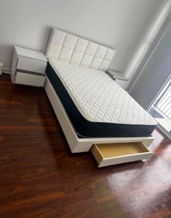 NEW BED FRAME QUEEN SIZE WITH MATTRESS AND BOX SPRING