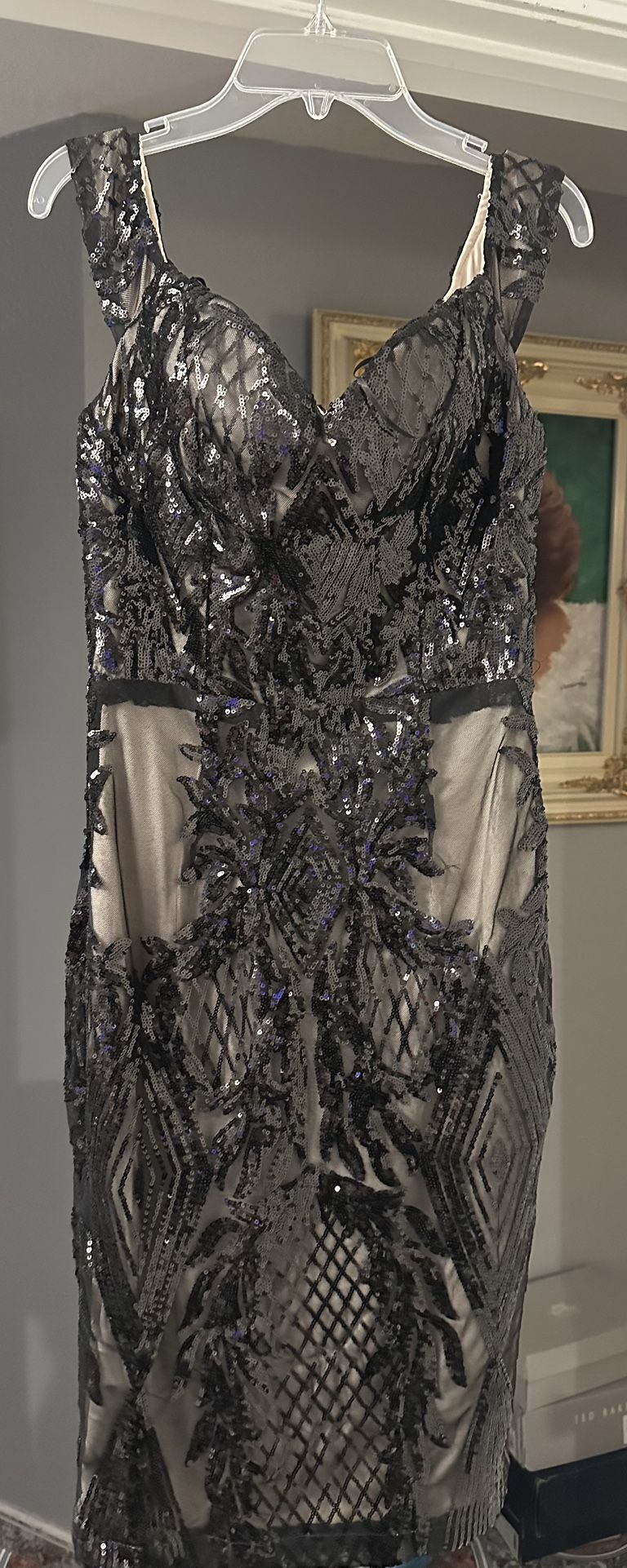 Black Midi Sequin Dress 