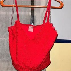 No Boundaries Large Red Lace Tank Top