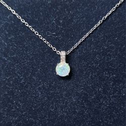 Opal & White Sapphire Necklace