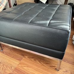 Black Leather Ottoman