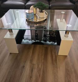 Glass Top Coffee Table with Chrome Legs,Coach, TV stand