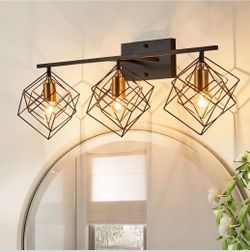 (Brand New in Box) 3 Light Vanity Light for Bathroom,Bathroom Light Fixtures Over Mirror with Rotatable 3 Cube Shades, Modern Wall Mounted Lights Mat