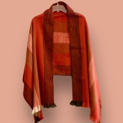 Soft And Cozy Alpaca Long Scarf/Shawl/Wrap. Color Red, Beige And Brown. New Handmade Imported 