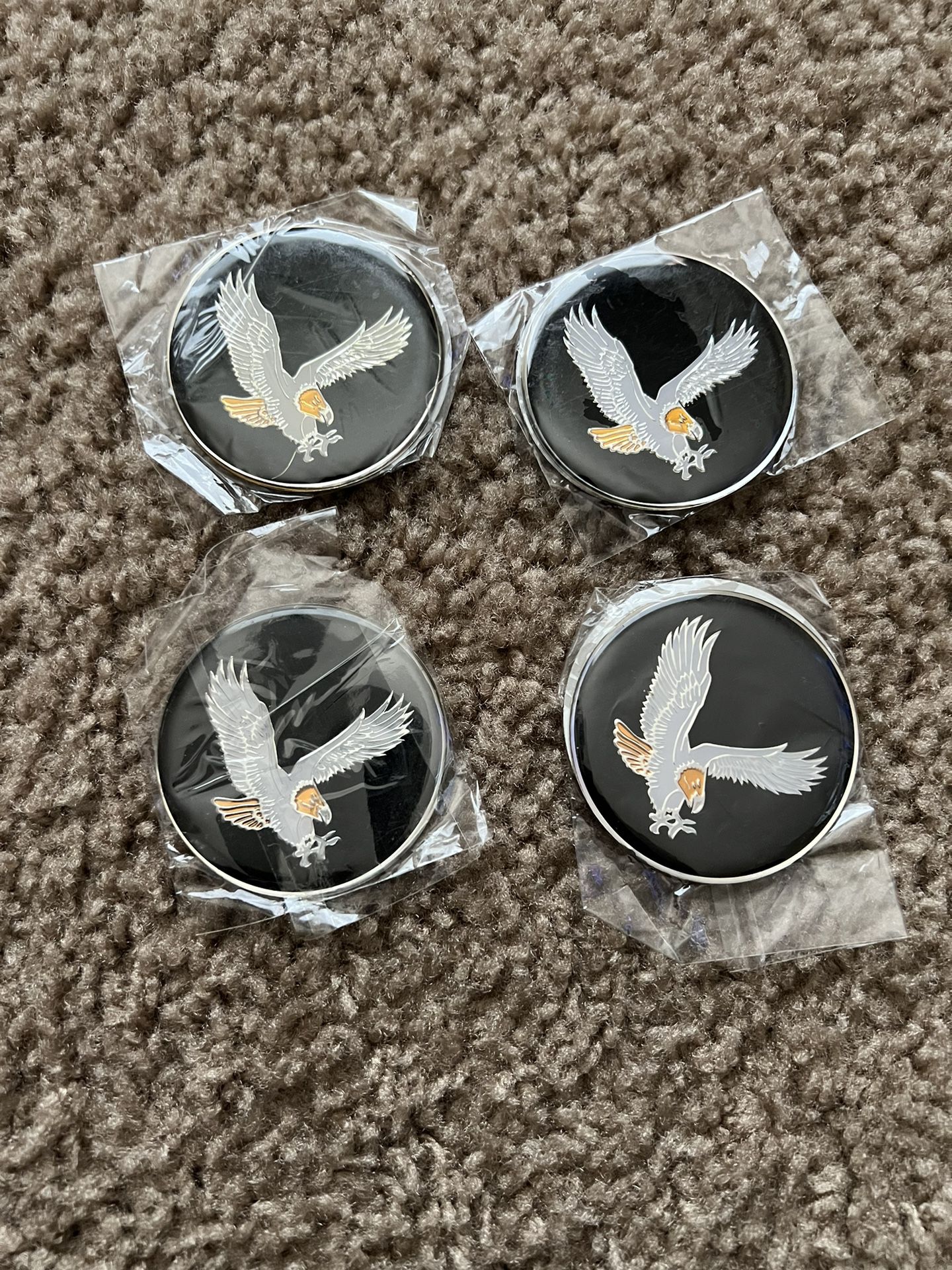 Set Of 4 2.25” Blk Eagle KO’s Wheel Chips