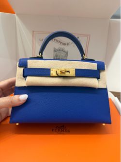 Hermès Mini Kelly II Bleu Électrique Epsom GHW