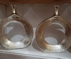 Ceramic Golden Vase Set Of 2 (25) Each