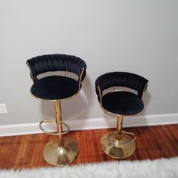 Black velvet Gold Steel Bar stools 