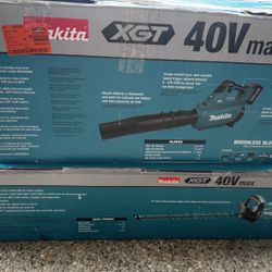 Makita XGT 40V max Brushless Cordless 24 in. Hedge Trimmer and Blower with 4.0Ah battery &charger