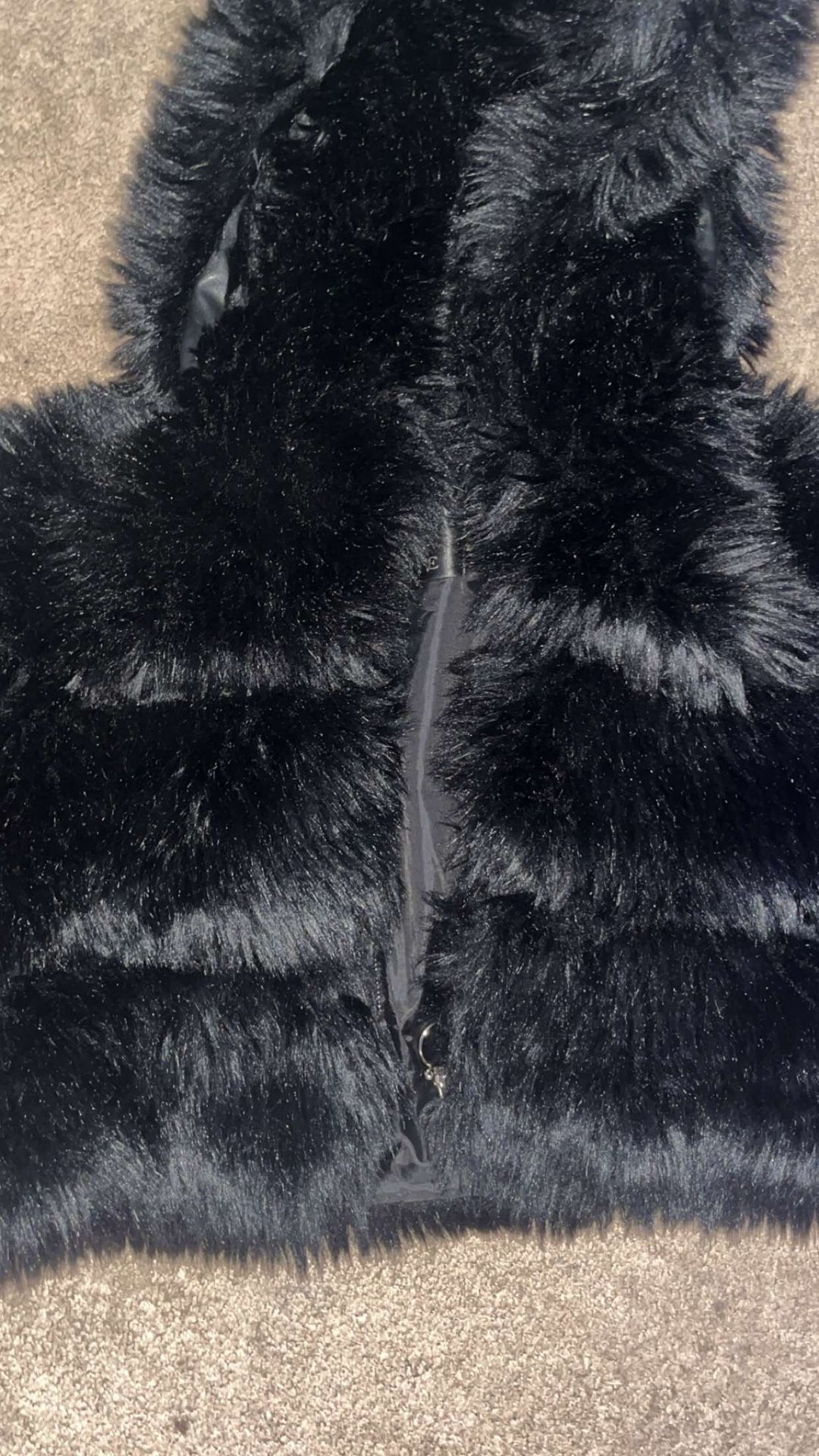 Black Crop Puffer Real Fur And Real leather