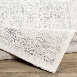 7'10" Square Off-White Area Rug with Grey Accents | 2 Available at $80 Each