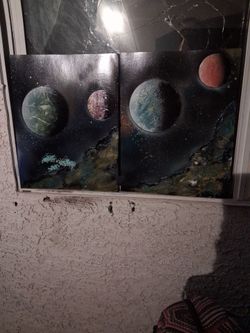 Hand painted outerspace decor. Airbrushed