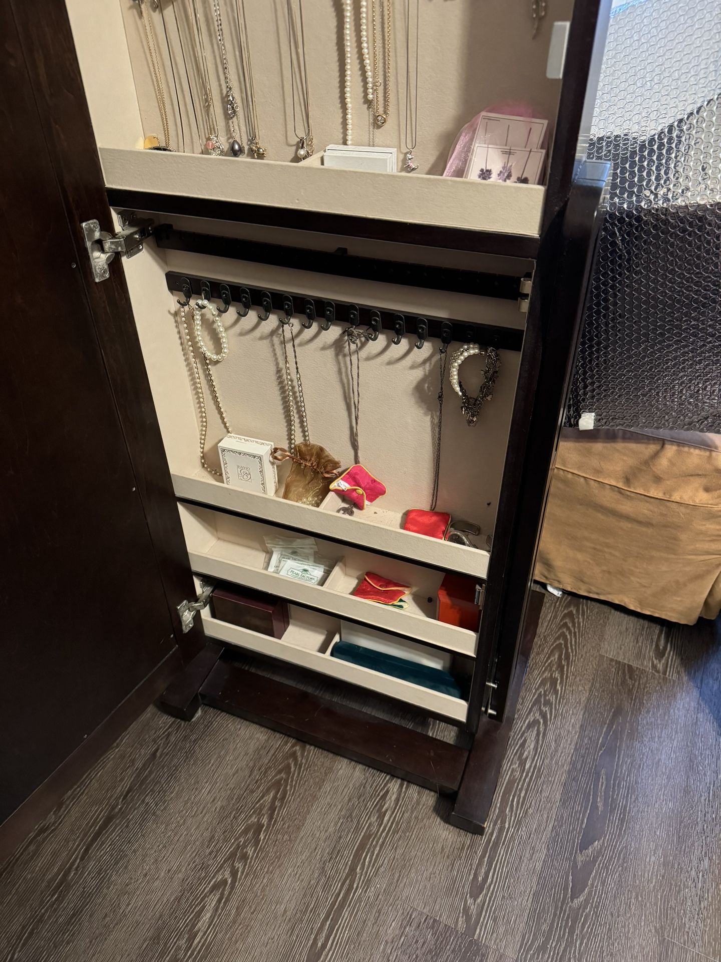 Beautiful Wood  Mirrored Jewelry Armoire Chest