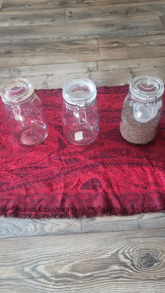 3 Glass Containers $15.00