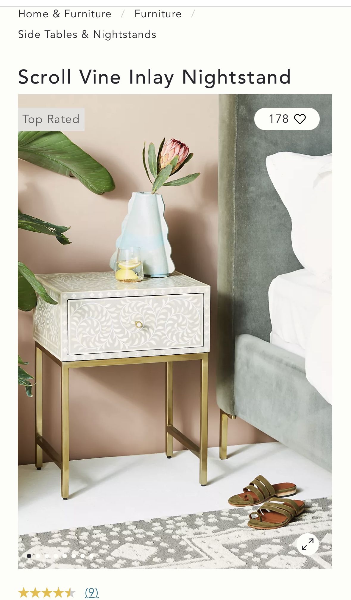 Anthropologie Scroll Vine Inlay Nightstands - $350