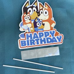 Bluey Birthday Party Cake Topper And (24) Cupcake Toppers