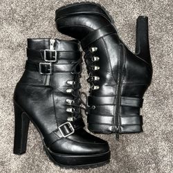 Size 8.5 Black Faux Leather Boots