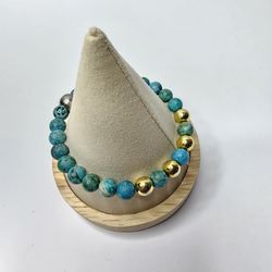 Turquoise and Gold Beaded Bracelet