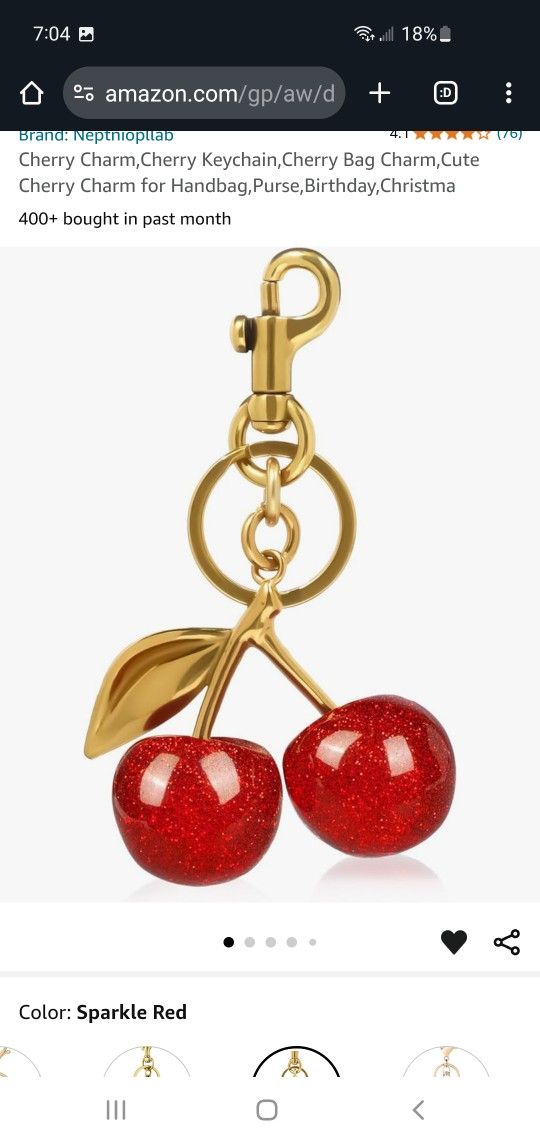 RED CHERRY BAG CHARM/KEYCHAIN