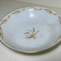 Vintage 1956 Abalone China “Golden Grain” Large Porcelain Bowl Made In Japan Excellent Condition 