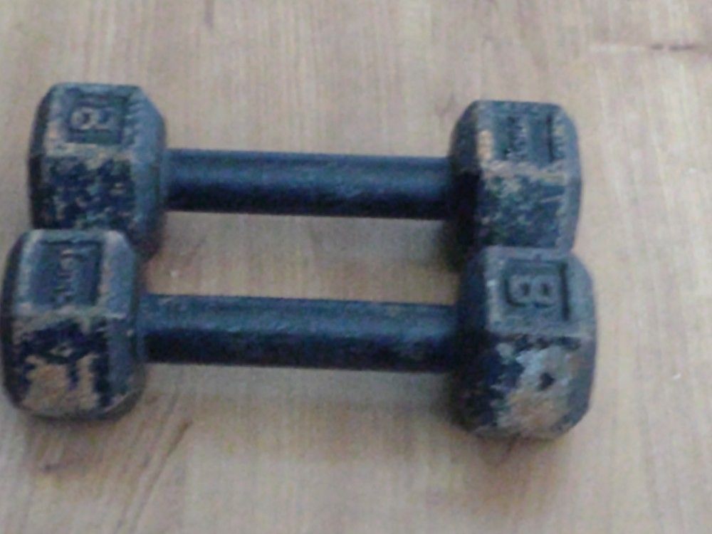 Set Of Two Black Metal 8 Lb Dumbbell Weights