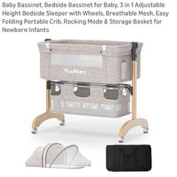 Touheart Bedside Bassinet for Baby, 3 in 1 Adjustable - Brand NEW