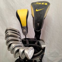 Ram Laser X2 Iron Set, Nike SQ Driver, Nike SQ 4 Wood, & Putter w/ Stand Bag Mens RH Golf Club Set 