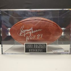 Redskins Sonny Jurgensen Signed, PSA-Certified Football In a Display Case 