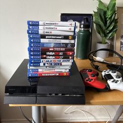 Broken PS4 (parts only), Controllers, and a dozen games 