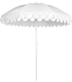 Funsite Classic 6.5' Petal Trim Patio Umbrella with Push Button Tilt and UPF50+ (Creamy White)