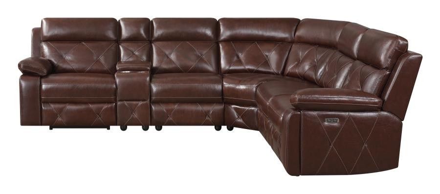 New Top Grain Genuine Leather 6 piece Sectional Sofa When Three Power Recliners And Power Headrests