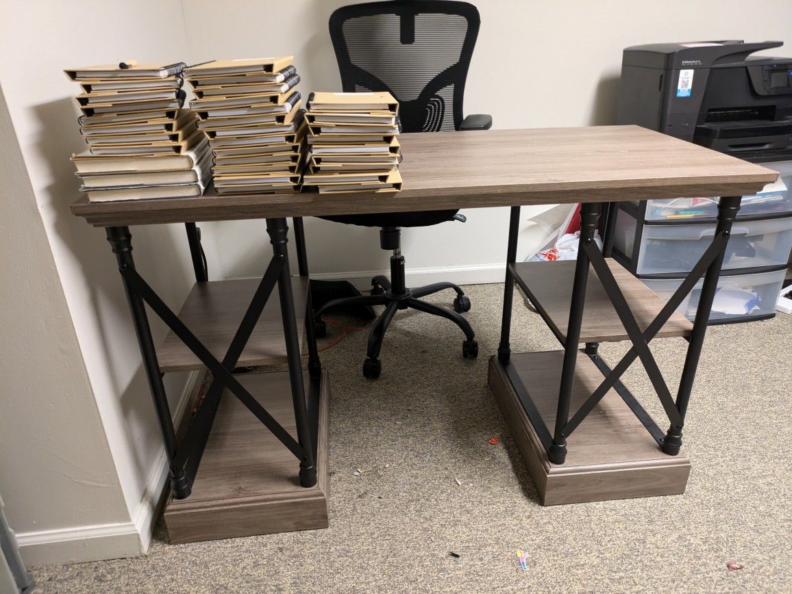 Conway Wood Writing Desk with Storage Gray - Threshold