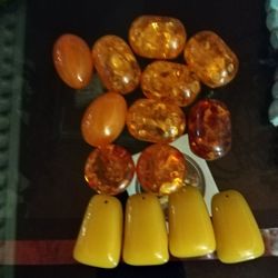 Vintage Amber Bead ? Pendant Bead Lot