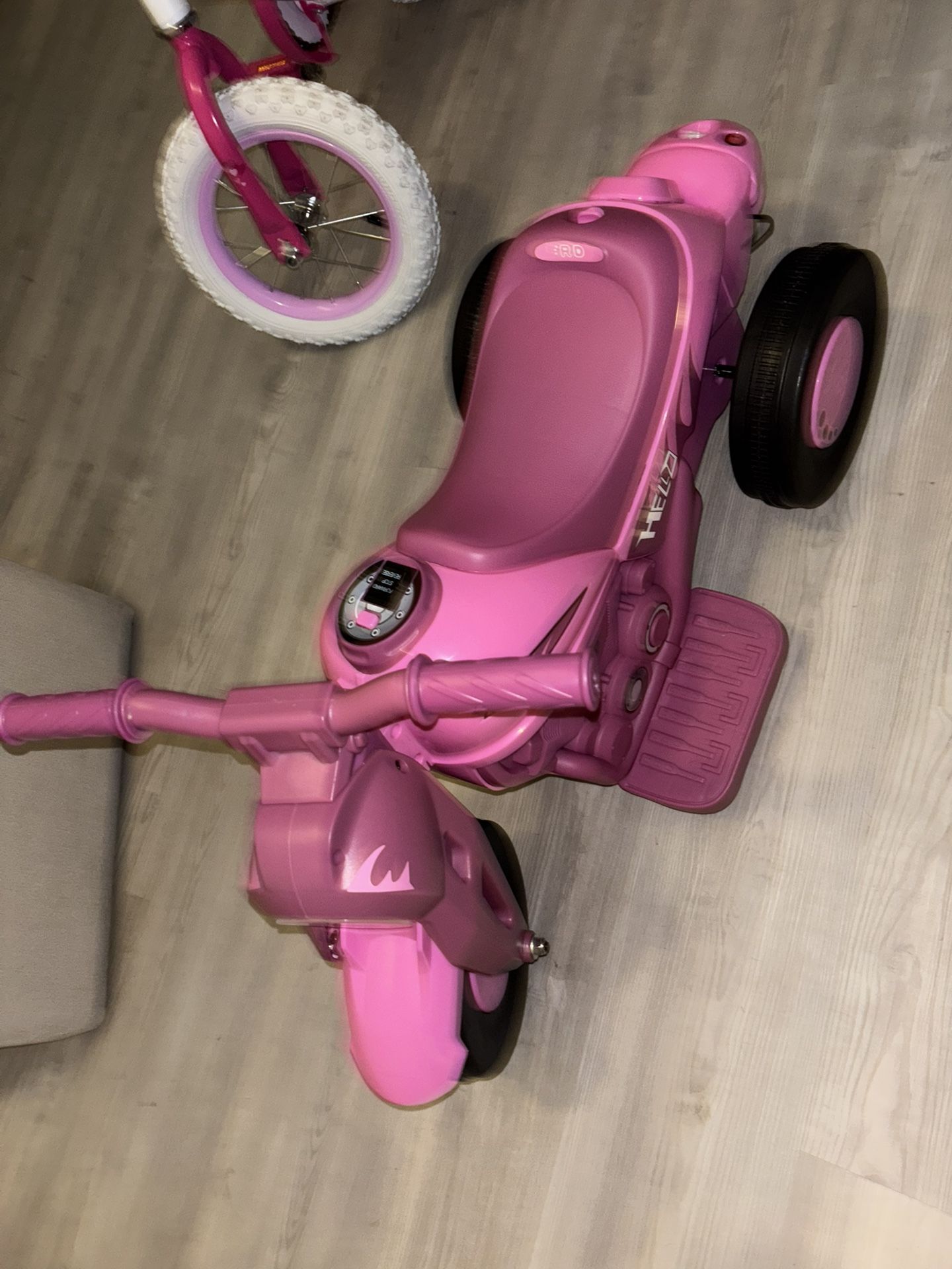 Pink electric kids bike