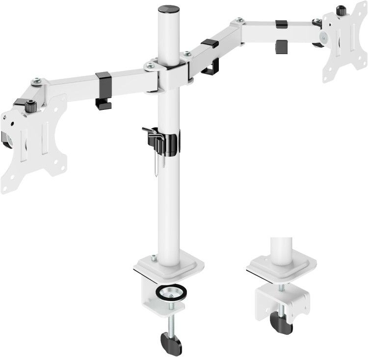 New Dual Monitor Mount, Dual Monitor Stand for Two 17"-32" Flat/Curved Computer Screens, Fully Adjustable Dual Monitor Arms Hold up to 17.6lbs, VESA 7