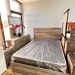Grey Queen Complete Bedroom Set Mattress Included NEW