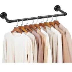  Industrial Pipe Clothes Rack, 34 Inch Wall Mounted Clothes Rack Black Pipe Rack Heavy Duty 

