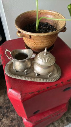Vintage 3 Piece Cream And Sugar Silver plate Set