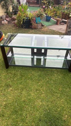 3 tier tv console glass table