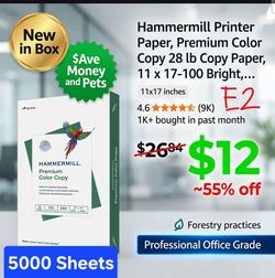 New Hammermill Printer Paper Premium Color 28lb 11x17
