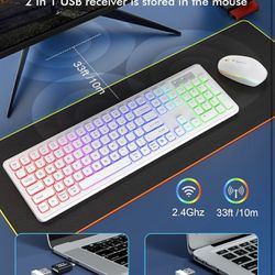 Brand New brand new Wireless Keyboard and Mouse Combo - RGB Backlit, Rechargeable & Light Up Letters,Full-size