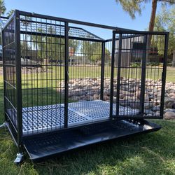 🌵 Ensure Your Dog’s Comfort with the New 37HD Dog Kennel Crate Cage 🐶 featuring Tray & Casters 🐶 for Easy Mobility and Cleanup 🇺🇸