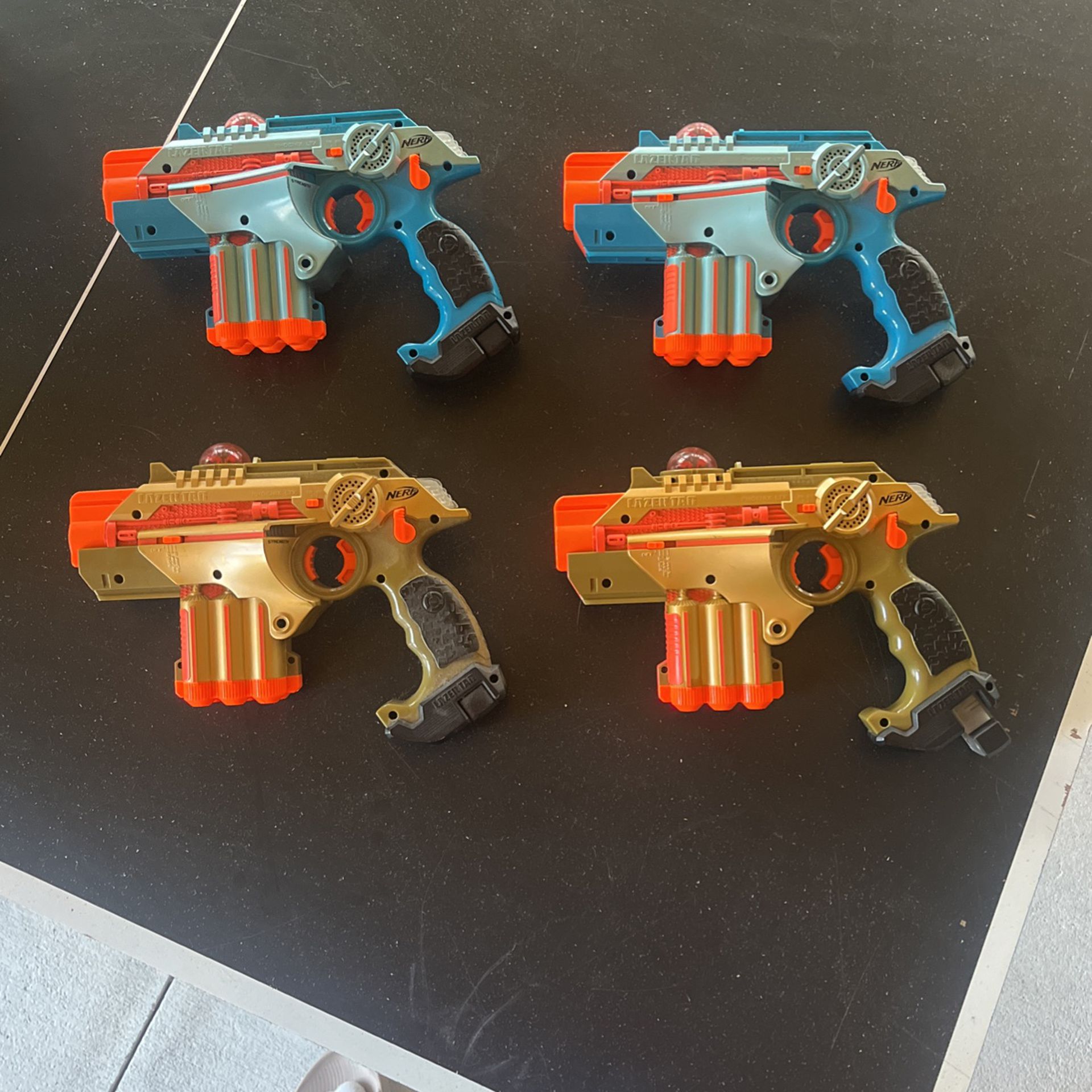 Four Nerf Laser Tag Guns