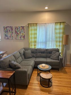 Large grey sectional couch