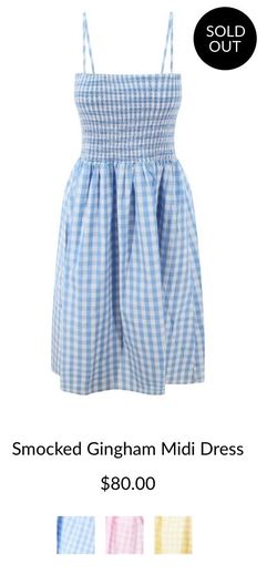Smocked Gingham Midi Dress