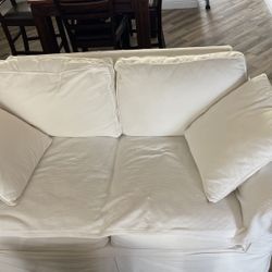 White Slipcover Sofa + Loveseat - 2 Pieces 